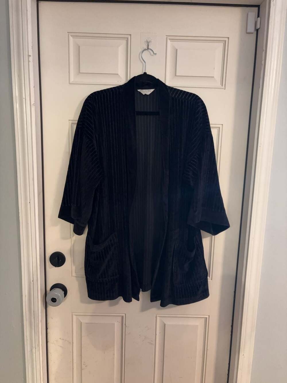 Vintage Christian Dior Monsieur Velour Pinstripe Robe One Size